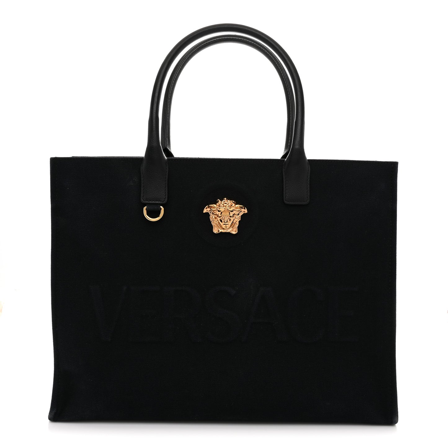 Canvas Calfskin Large La Medusa Tote Bag Black