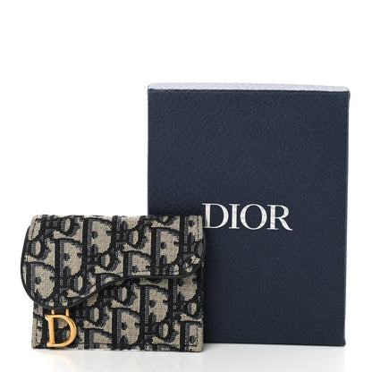 Christian Dior Oblique Saddle Card Holder Blue 7 of 7