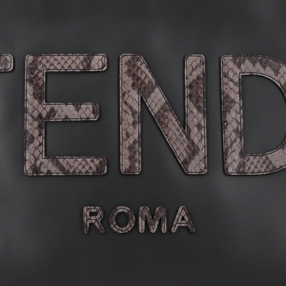 Fendi Vitello King Luxor Elaphe Snakeskin Print Logo Medium Flat Pouch Anthracite Asphalt 8 of 10