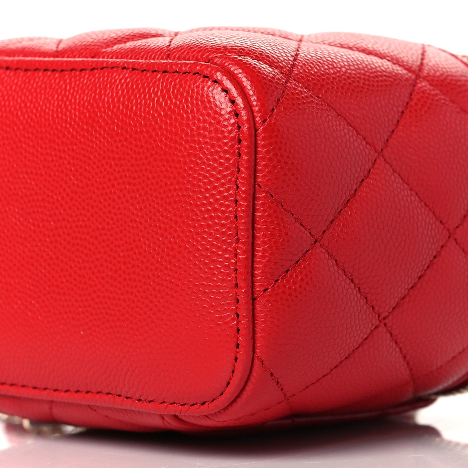 Chanel Caviar Quilted Mini Vanity Case With Chain Red 10 of 11