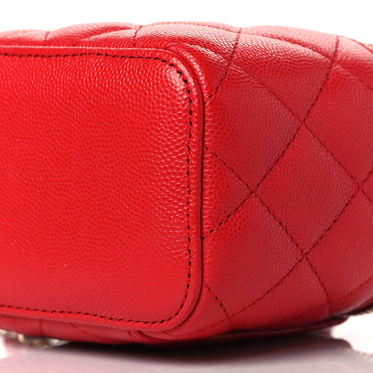 Chanel Caviar Quilted Mini Vanity Case With Chain Red 10 of 11