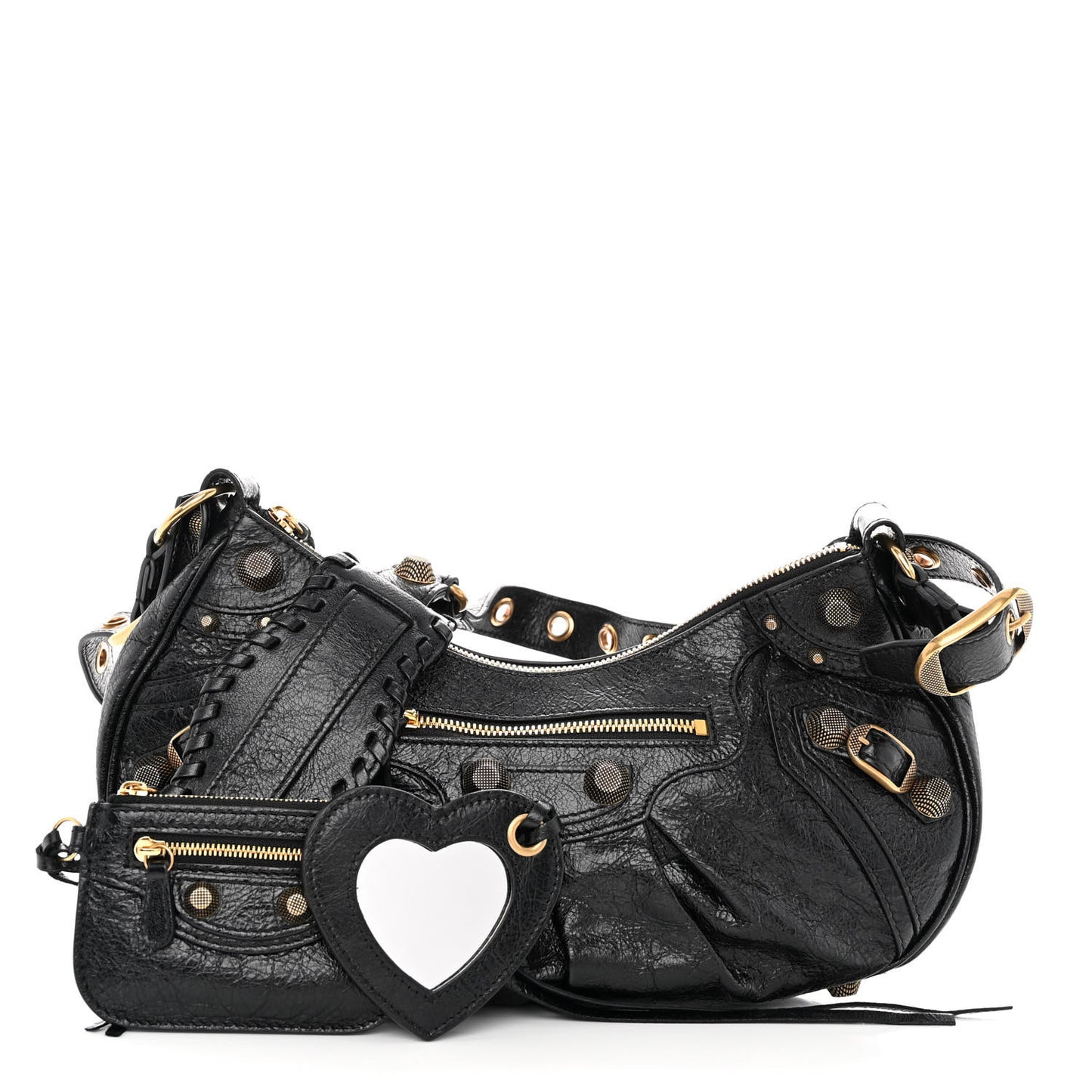 Agneau Arena Small Le Cagole Shoulder Bag Black