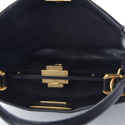 Fendi Vitello Seta Shiny Nappa Medium Peekaboo Iconic Satchel Black 6 of 11