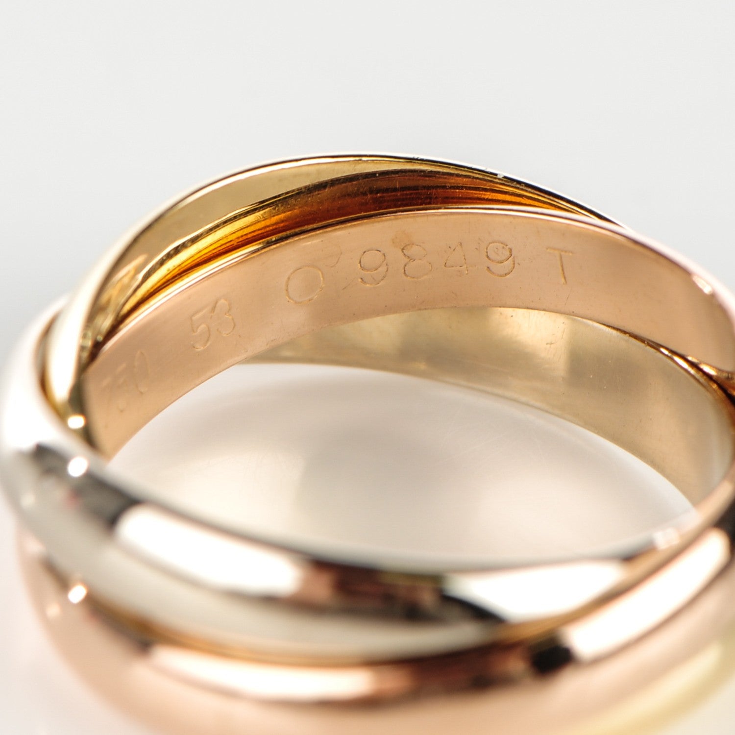 Cartier 18K Pink Yellow White Gold Classic Trinity Ring 53 6.25 6 of 9