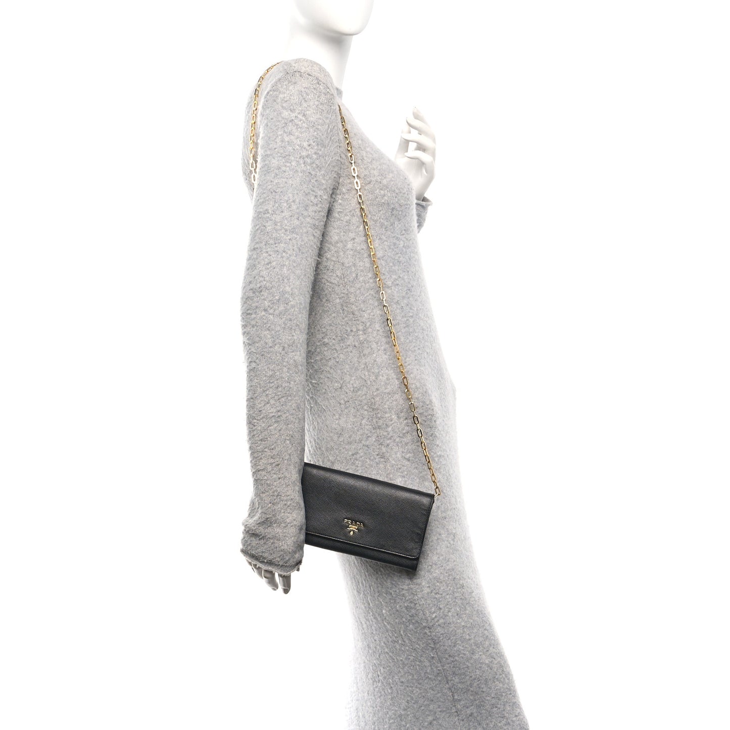 Saffiano Metal Large Chain Wallet Black