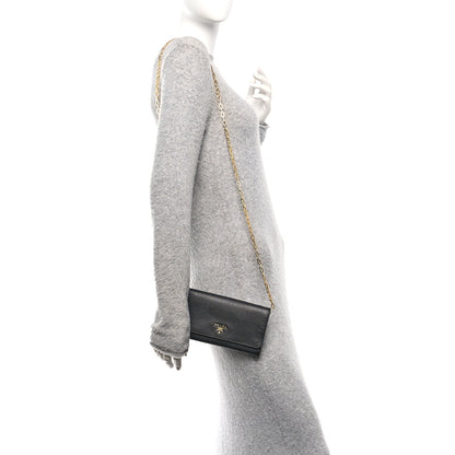 Prada Saffiano Metal Large Chain Wallet Black 2 of 13