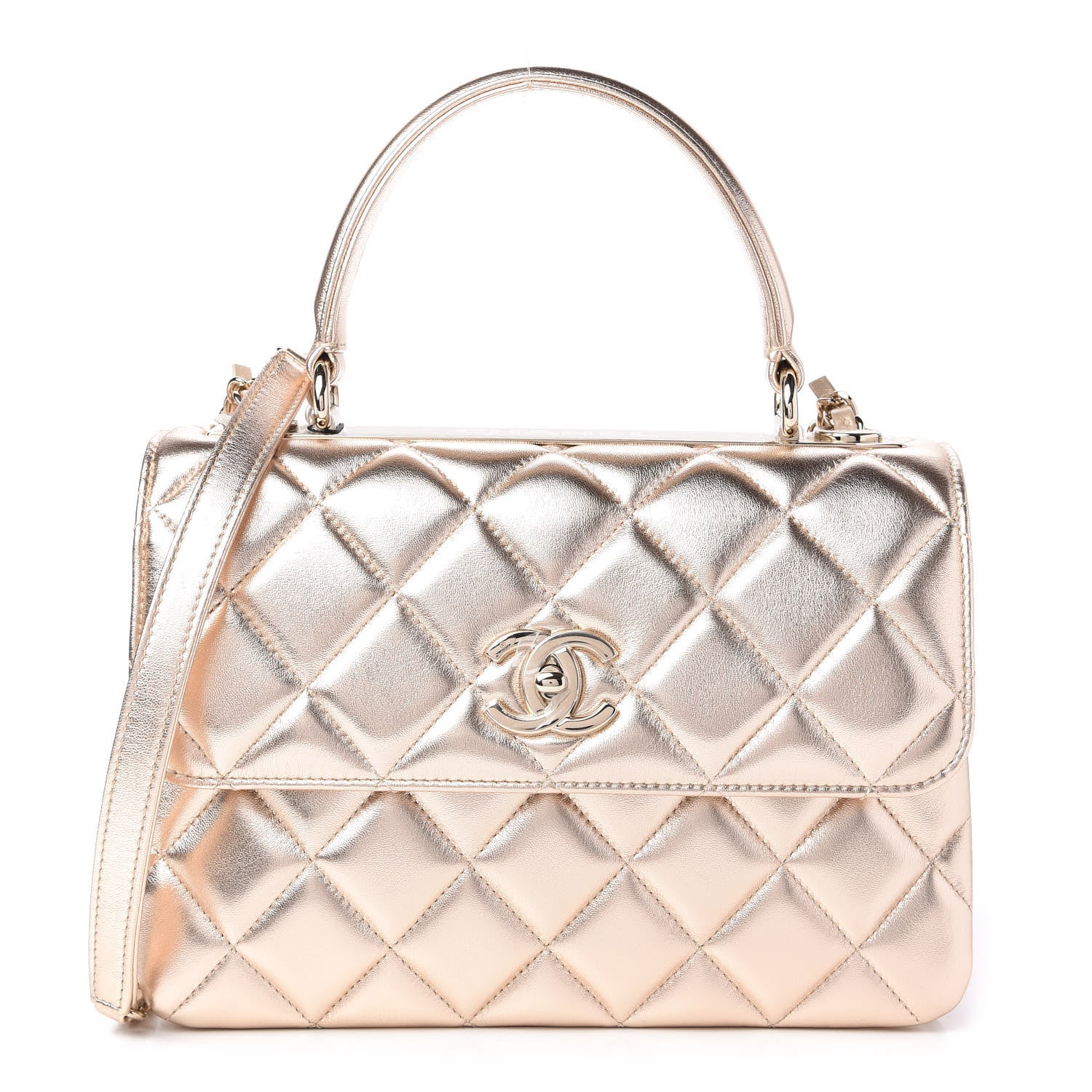 Chanel Metallic Lambskin Quilted Small Trendy CC Flap Dual Handle Bag Gold 1 of 11