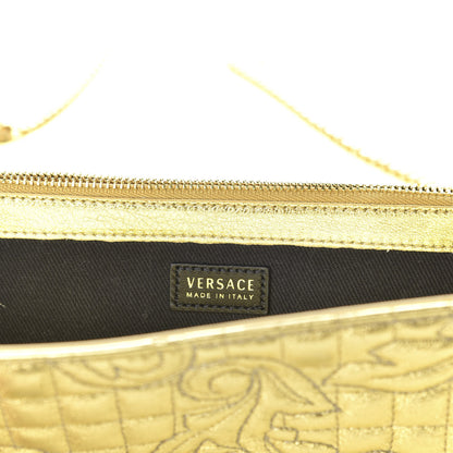 Versace Metallic Nappa Barocco Quilted Wallet On Chain Crossbody Gold 8 of 9