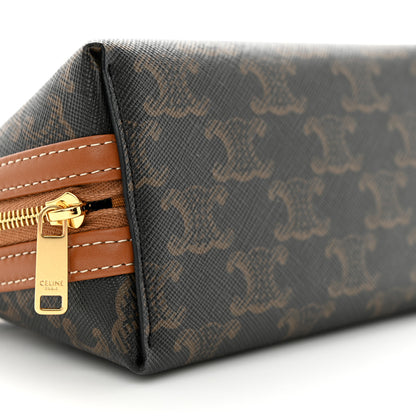 Celine Triomphe Canvas Lambskin Clutch On Chain Tan 8 of 10