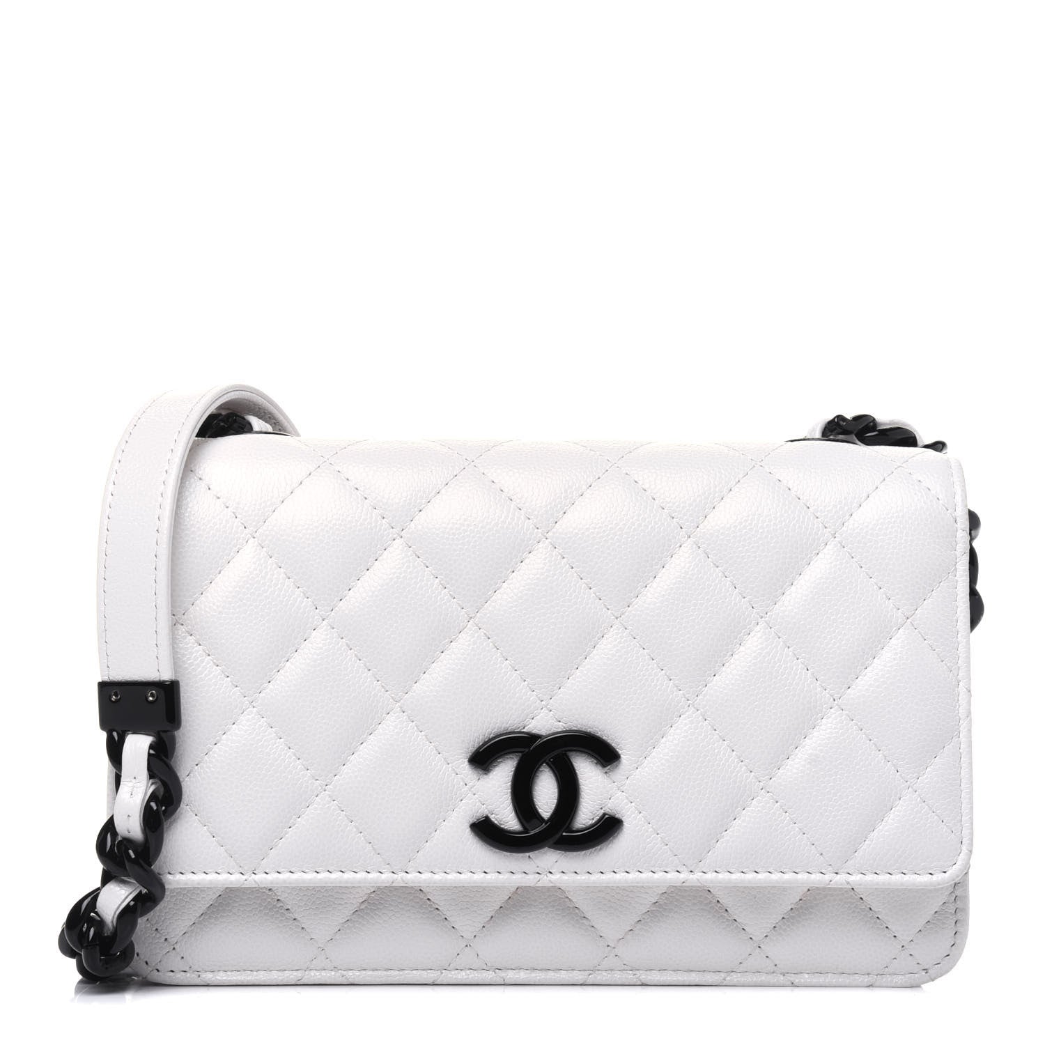 Chanel Caviar Quilted My Everything Wallet On Chain WOC White 1 of 17