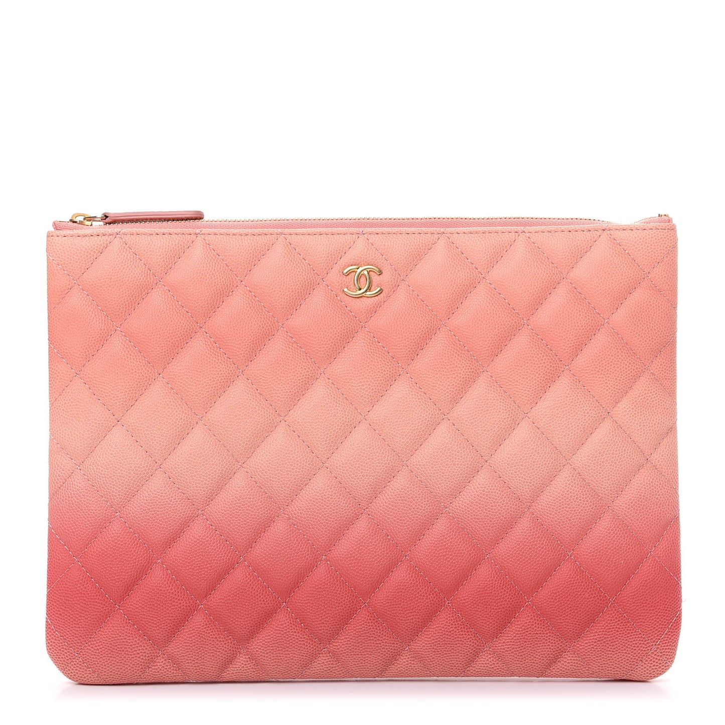 Caviar Quilted Ombre Medium Cosmetic Case Coral