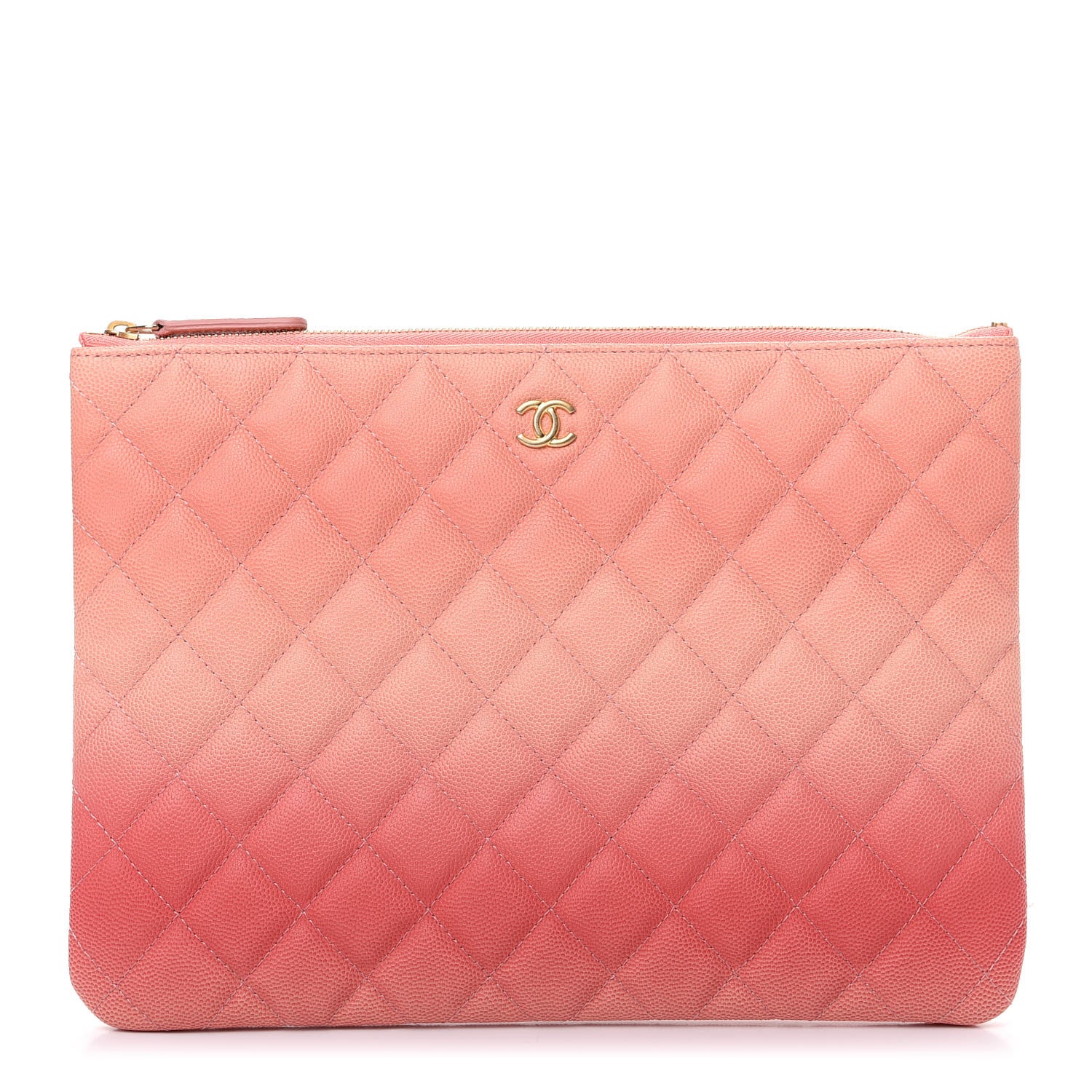 Chanel Caviar Quilted Ombre Medium Cosmetic Case Coral 1 of 8