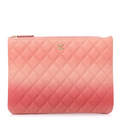 Chanel Caviar Quilted Ombre Medium Cosmetic Case Coral 1 of 8