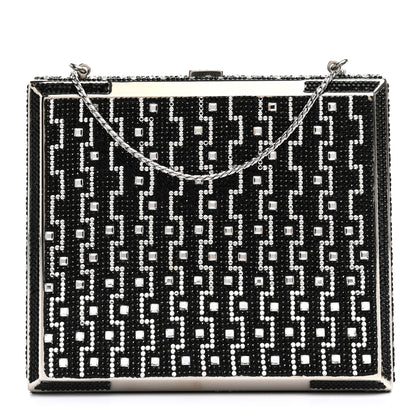 Judith Leiber Crystal Minaudiere Clutch Black Silver 1 of 10