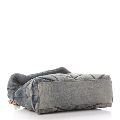 Saint Laurent Denim Quilted Toy Loulou Puffer Monogram Chain Satchel Rodeo Blue 4 of 9