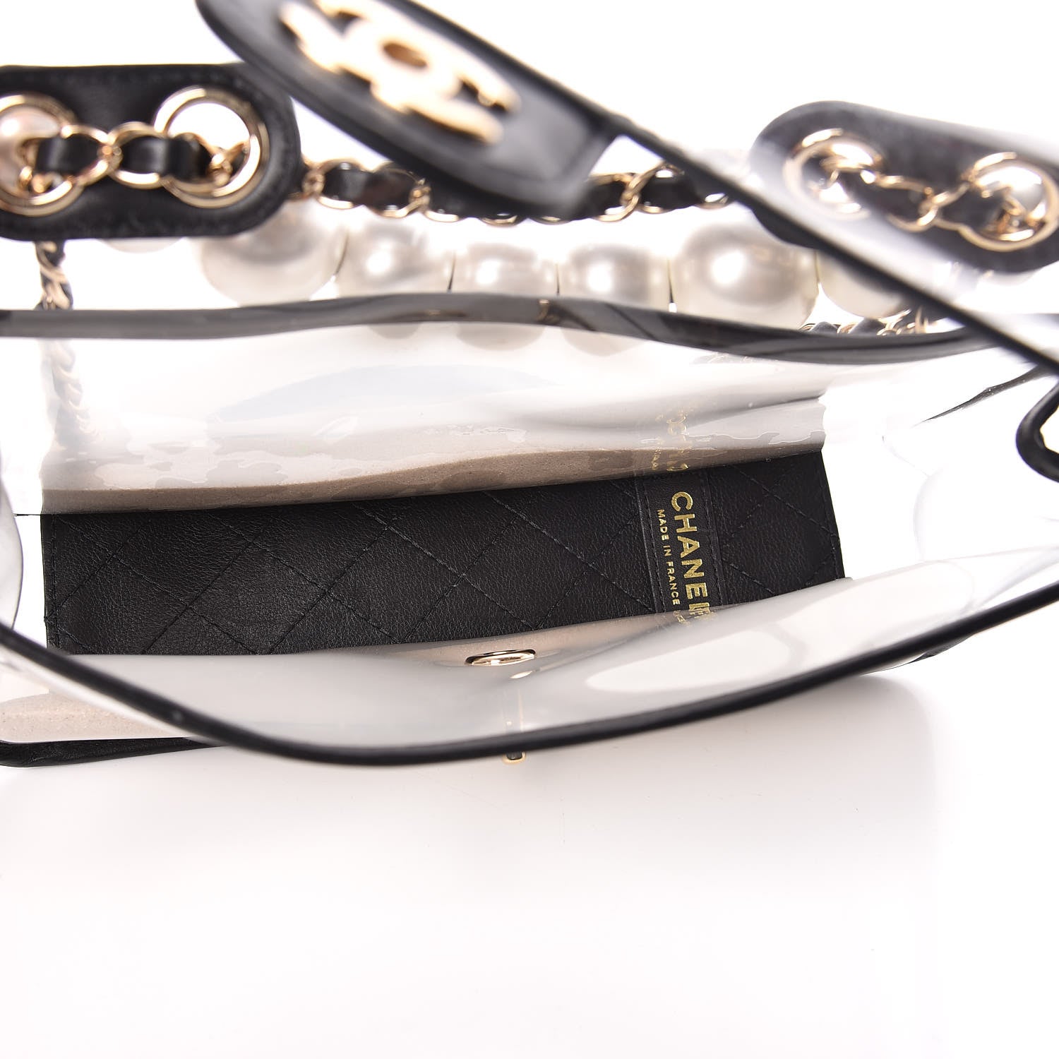 Chanel Lambskin PVC Sand By The Sea Flap With Pearl Strap Black 5 of 10