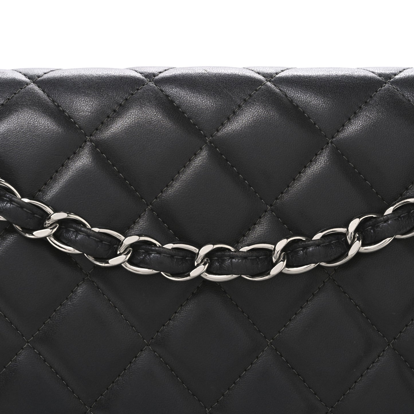 Lambskin Quilted Maxi Double Flap Dark Grey