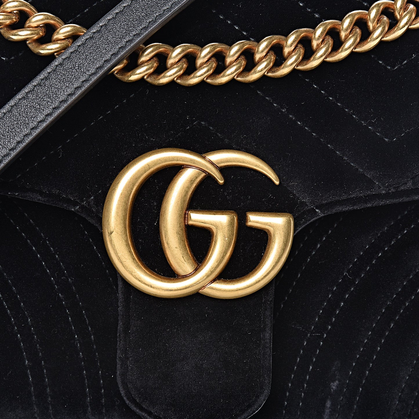 Velvet Matelasse Small GG Marmont Shoulder Bag Black