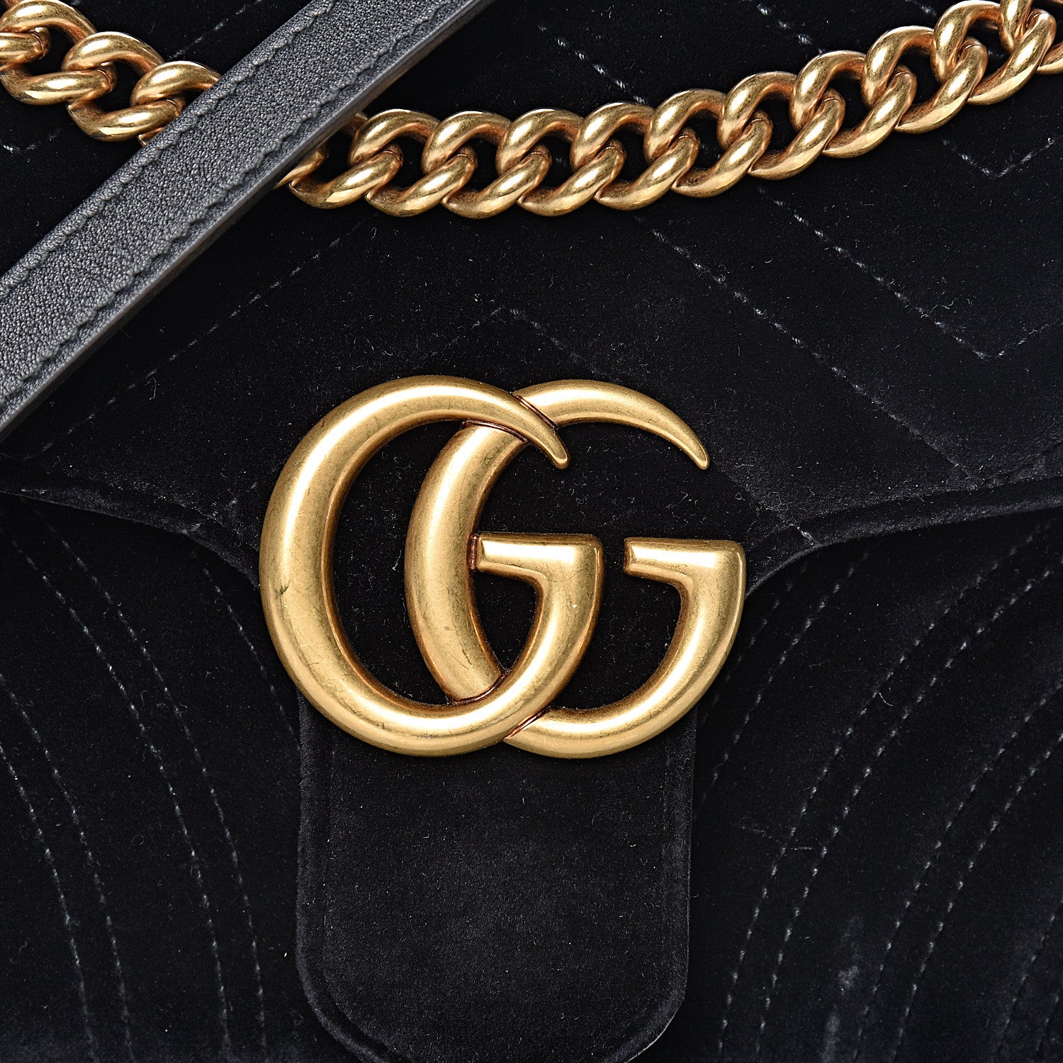 Gucci Velvet Matelasse Small GG Marmont Shoulder Bag Black 8 of 12