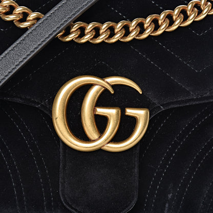 Gucci Velvet Matelasse Small GG Marmont Shoulder Bag Black 8 of 12
