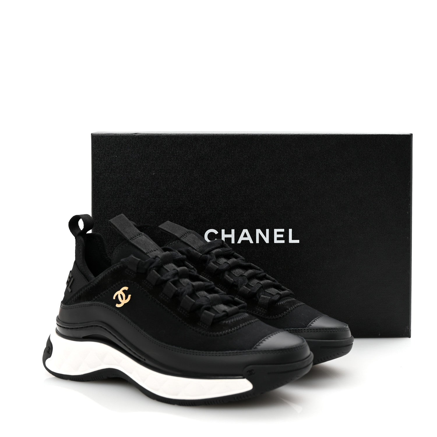Chanel Velvet Calfskin Mixed Fibers CC Sneakers 35.5 Black 10 of 10