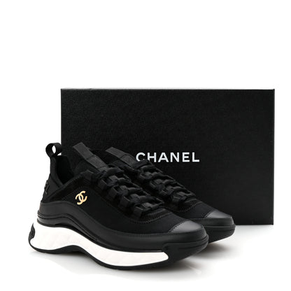Chanel Velvet Calfskin Mixed Fibers CC Sneakers 35.5 Black 10 of 10
