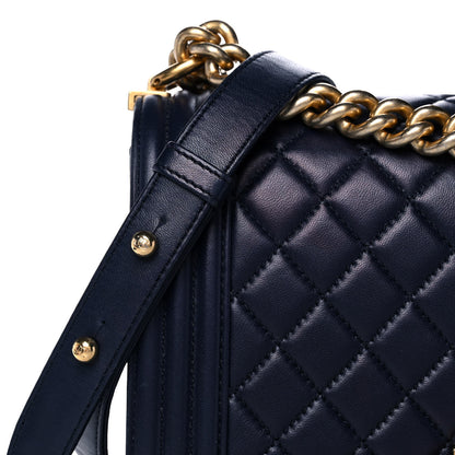 Chanel Lambskin Quilted Medium Boy Flap Dark Navy 9 of 15