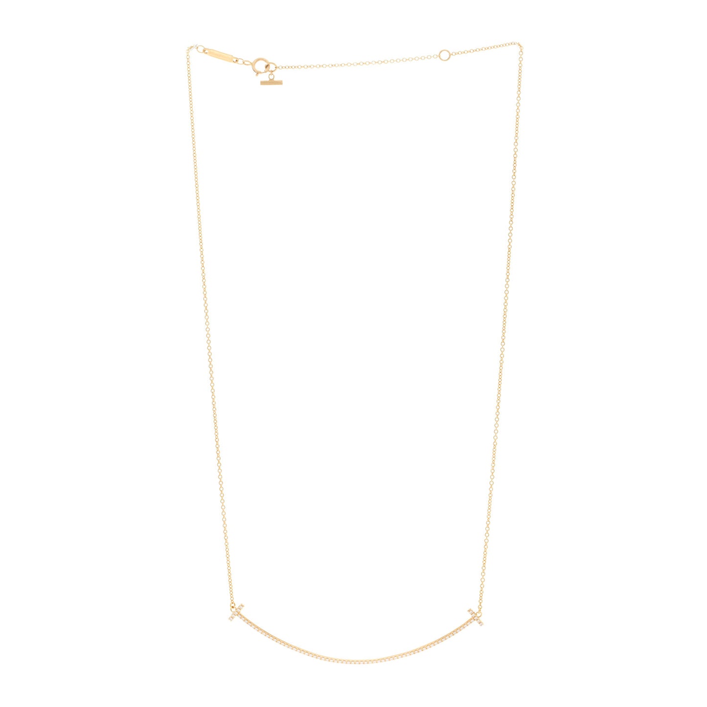 18K Yellow Gold Diamond Large T Smile Pendant Necklace