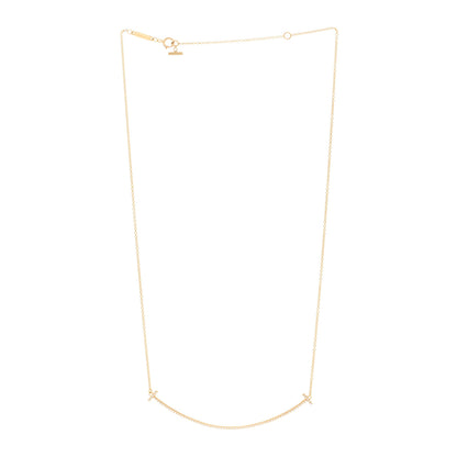 Tiffany 18K Yellow Gold Diamond Large T Smile Pendant Necklace 3 of 5