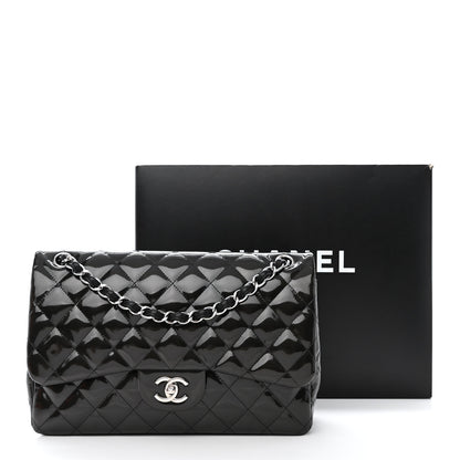 Chanel Striated Patent Quilted Jumbo Double Flap Black 17 of 17