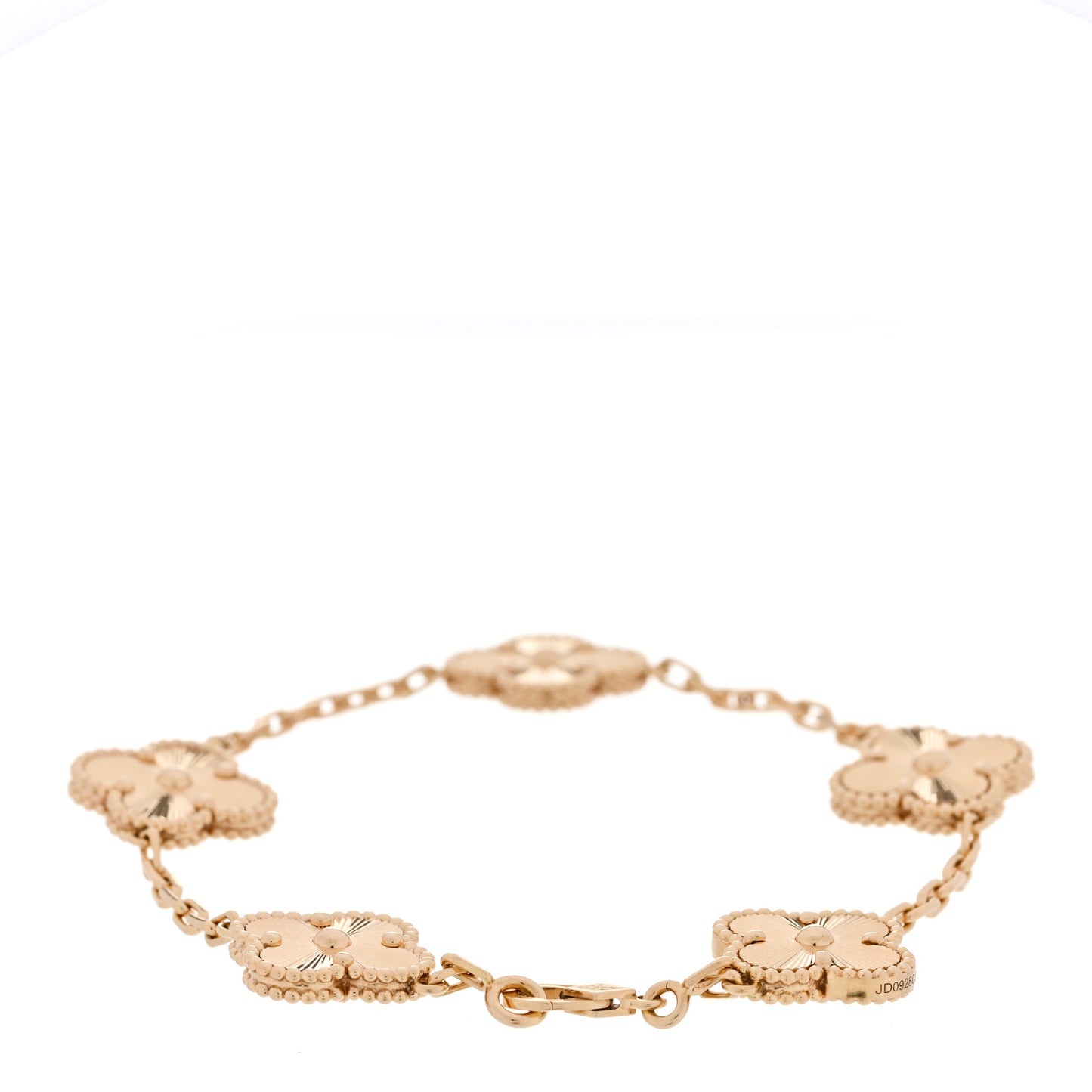 18K Yellow Gold 5 Motifs Guilloche Vintage Alhambra Bracelet