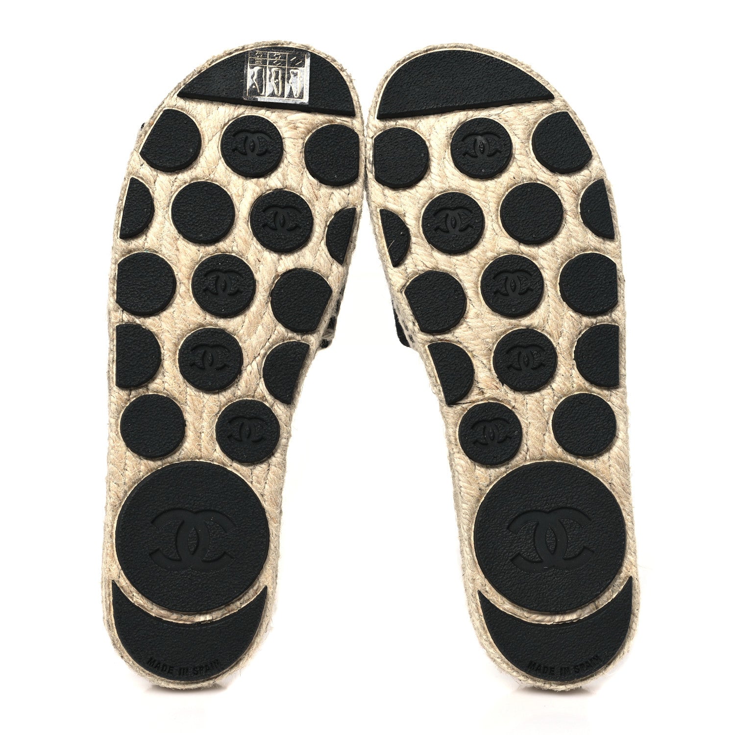 Chanel Wool Laminated Lambskin CC Slide Sandals 37 Black Gold 5 of 7
