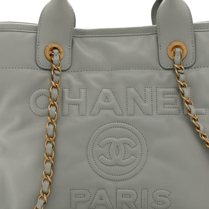 Chanel Calfskin Embossed Small Deauville Tote Light Blue 9 of 12