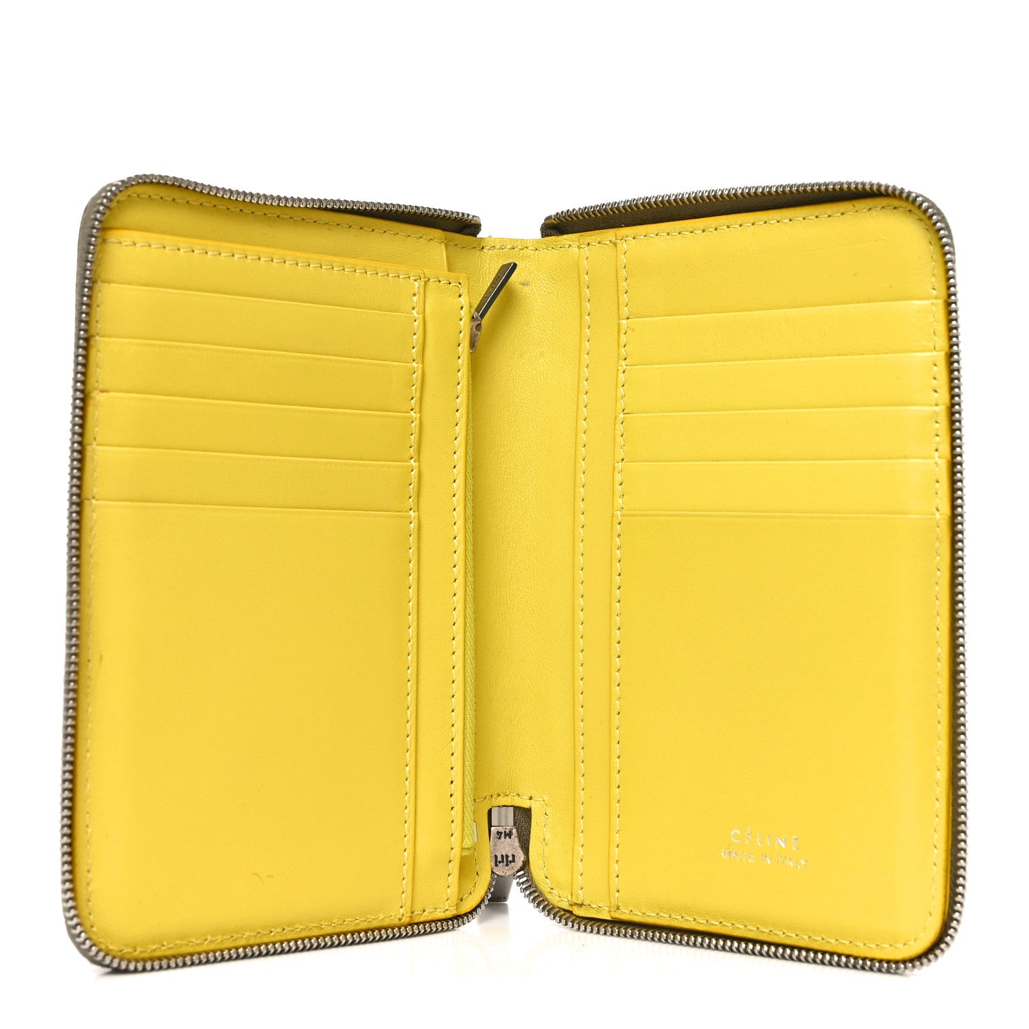 Celine Drummed Calfskin Medium Zip Around Multifunction Wallet Souris 5 of 6