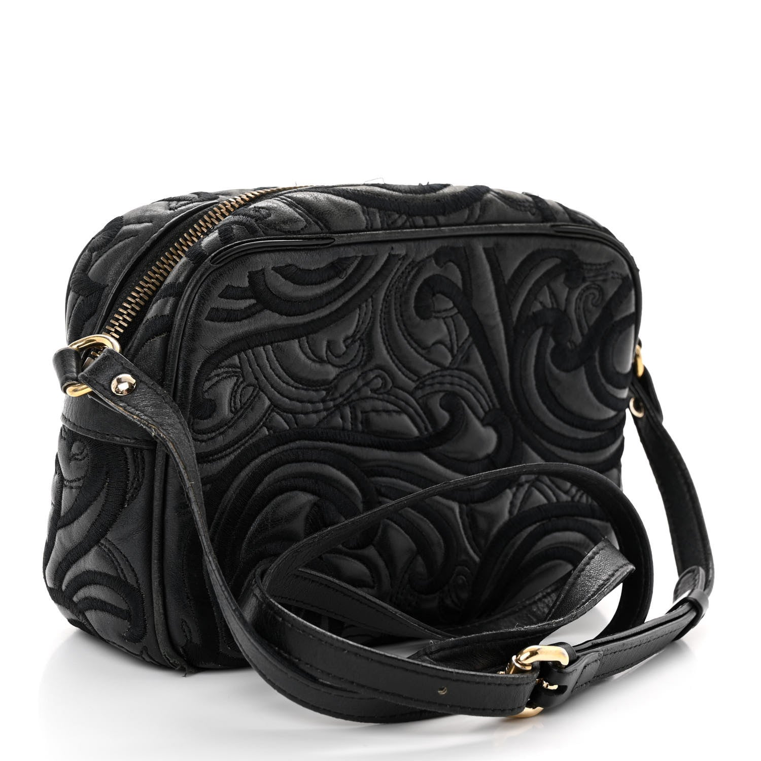 Versace Nappa Embroidered Baroque Palazzo Camera Bag Black 3 of 14