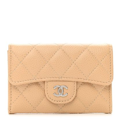 Chanel Caviar Quilted Flap Card Holder Wallet Beige 1 of 9