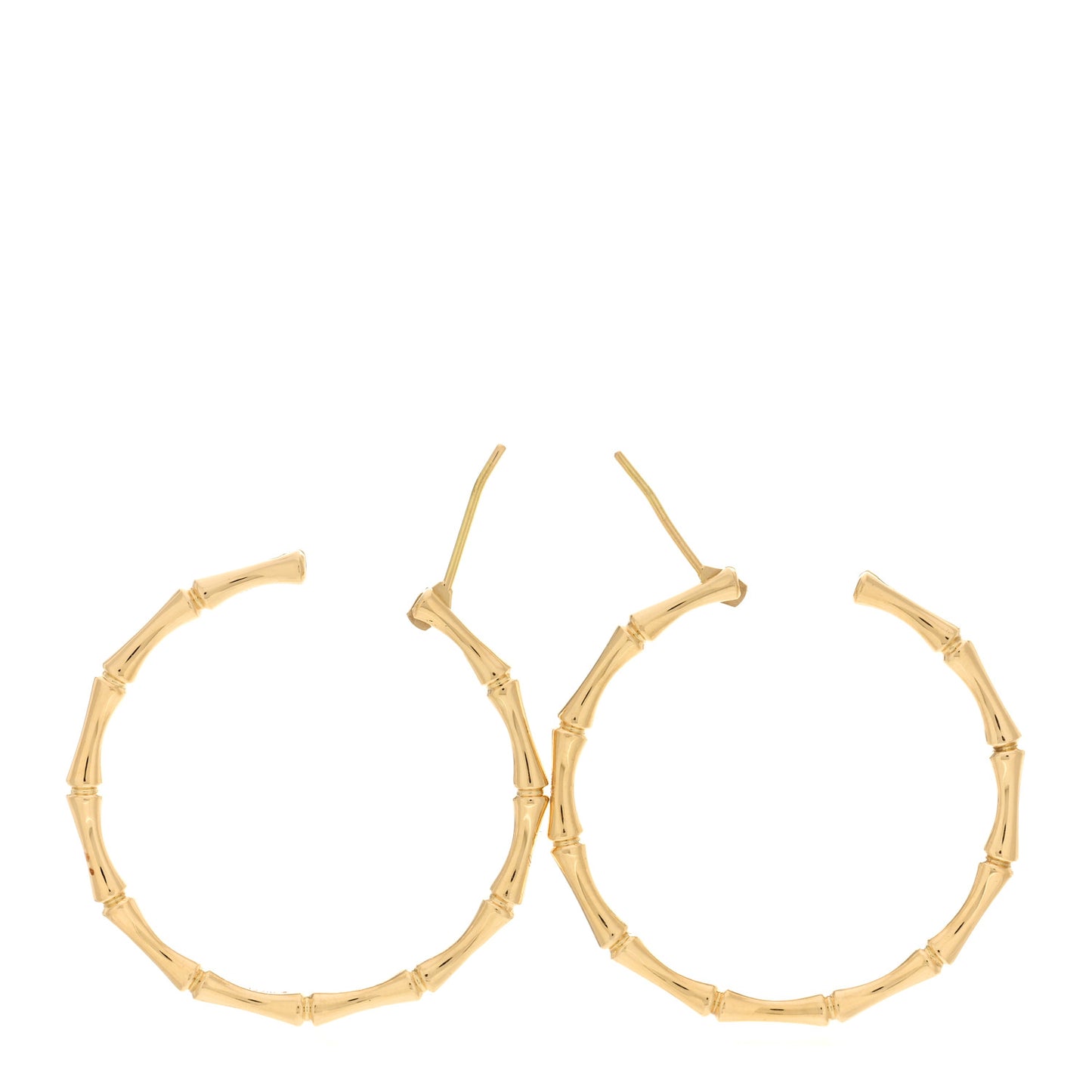 18K Yellow Gold Bamboo Hoop Earrings