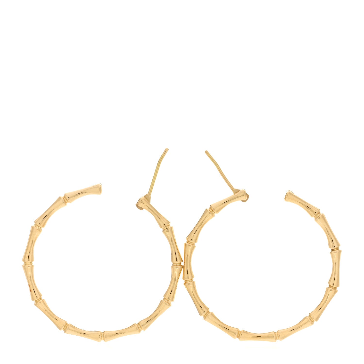Gucci 18K Yellow Gold Bamboo Hoop Earrings 3 of 5