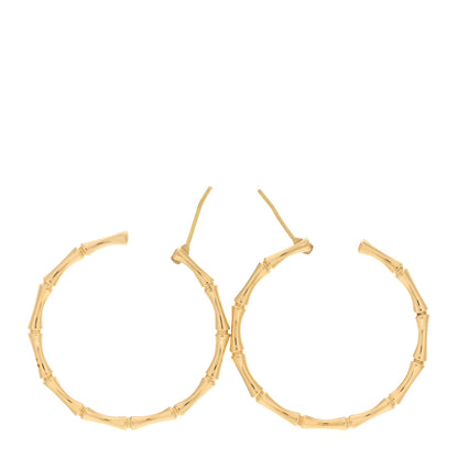 Gucci 18K Yellow Gold Bamboo Hoop Earrings 3 of 5