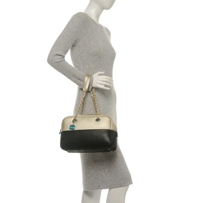 Chanel Caviar Iridescent Calfskin Duo Bowling Bag Black Gold 2 of 7