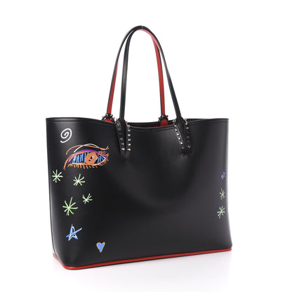 Christian Louboutin Calfskin Loubitag Spikes East West Cabata Tote Black 4 of 14