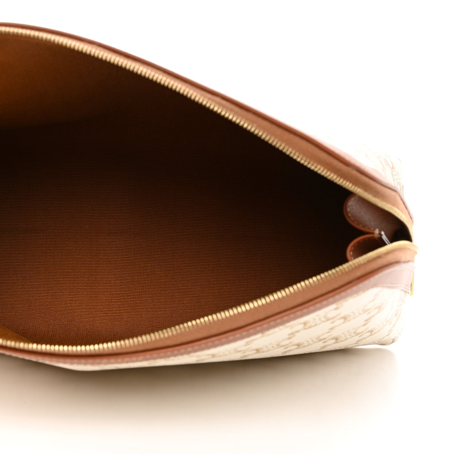 Triomphe Canvas Calfskin Large Cosmetic Pouch White Tan
