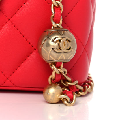 Chanel Lambskin Quilted Pearl Crush Small Vanity Case With Chain Red 10 of 12