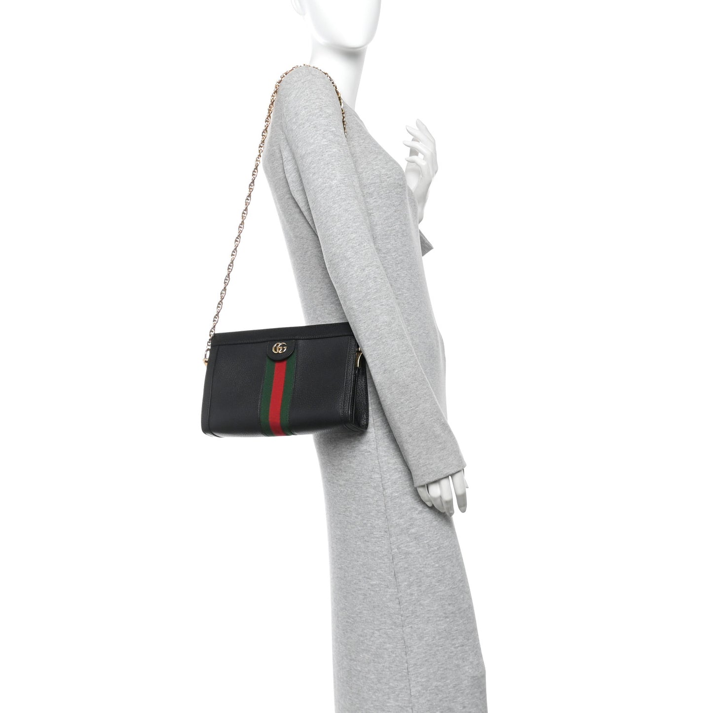 Calfskin GG Web Small Ophidia Chain Shoulder Bag Black