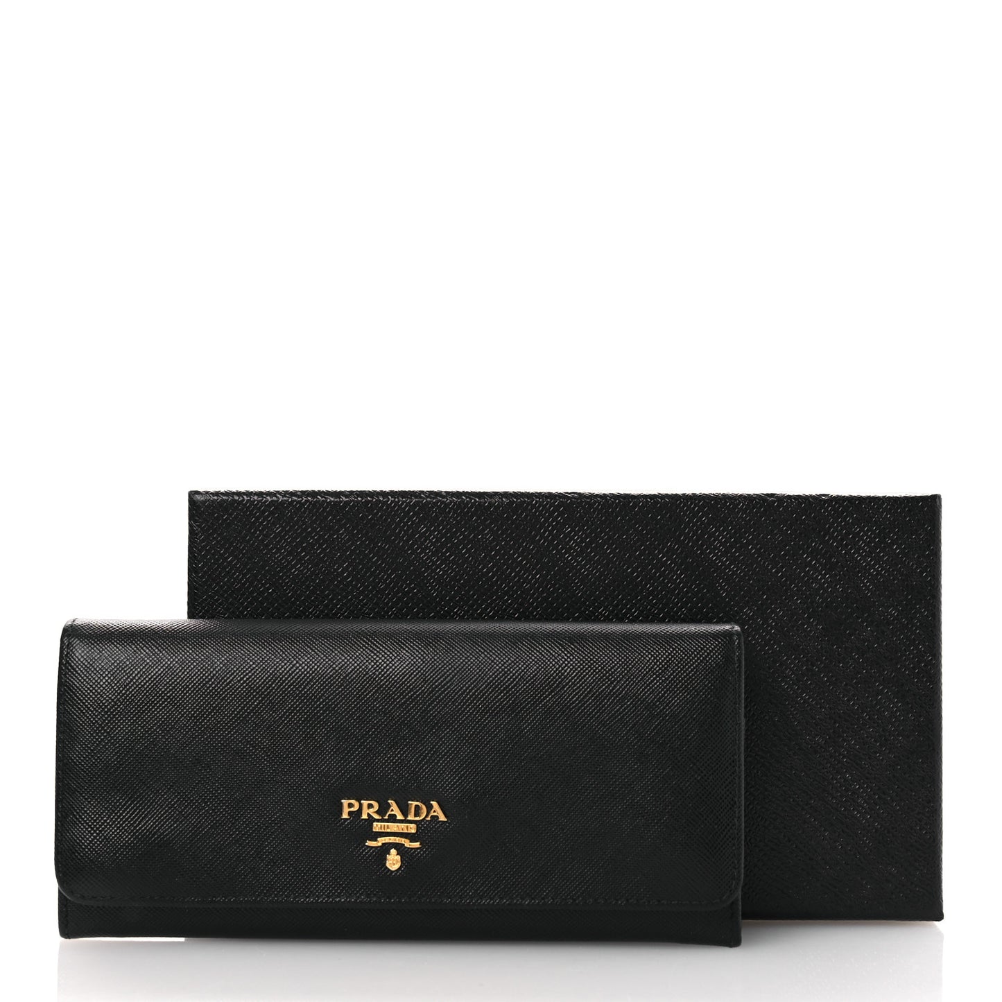 Saffiano Metal Continental Flap Travel Wallet Black