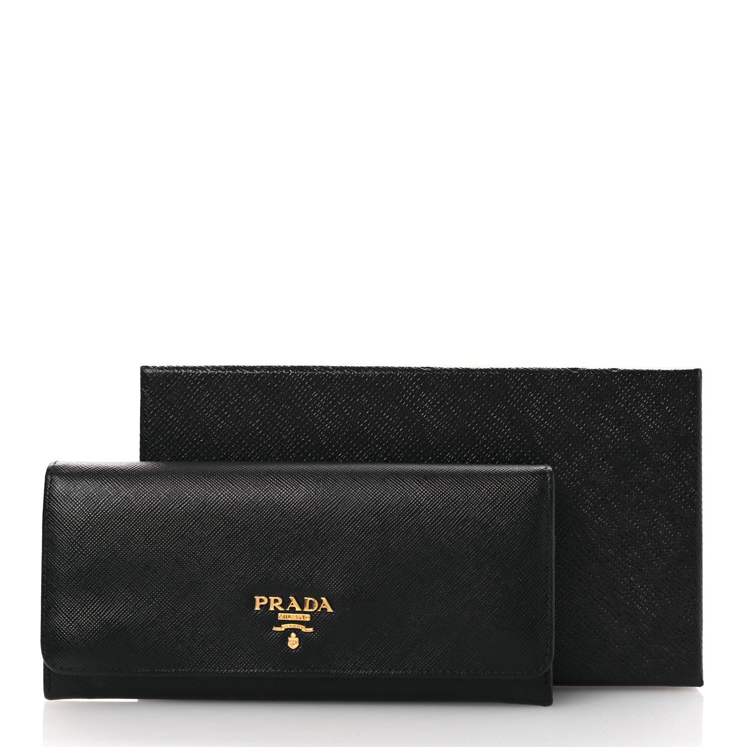 Prada Saffiano Metal Continental Flap Travel Wallet Black 10 of 10