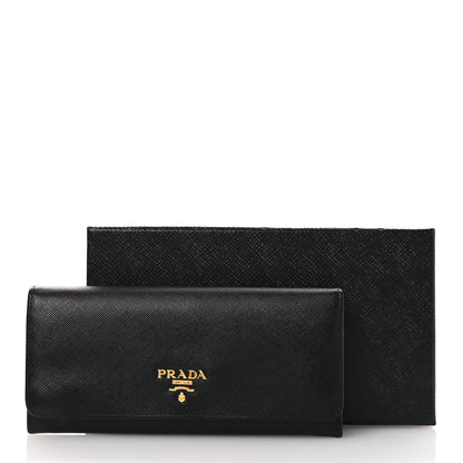Prada Saffiano Metal Continental Flap Travel Wallet Black 10 of 10