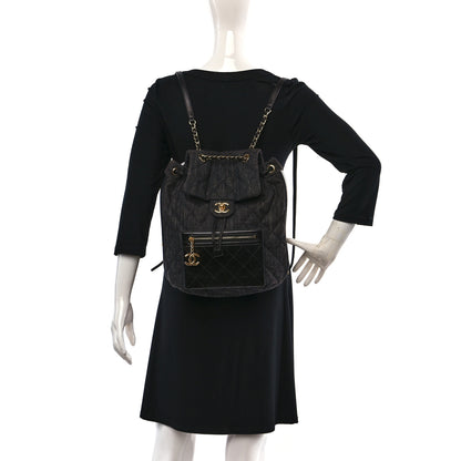 Chanel Denim Calfskin Quilted Backpack Dark Grey Black 2 of 10