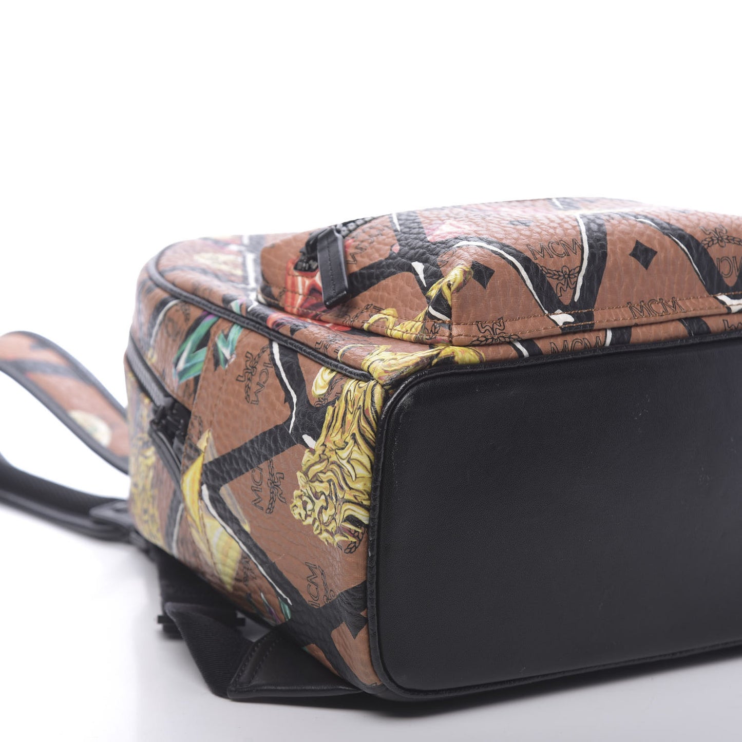 Visetos Calfskin Motif Rombi Lion Printed Small Backpack Cognac
