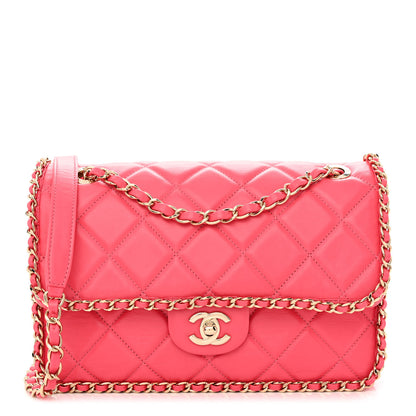 Chanel Crumpled Calfskin Quilted Medium Chain All Over Flap Pink 1 of 10